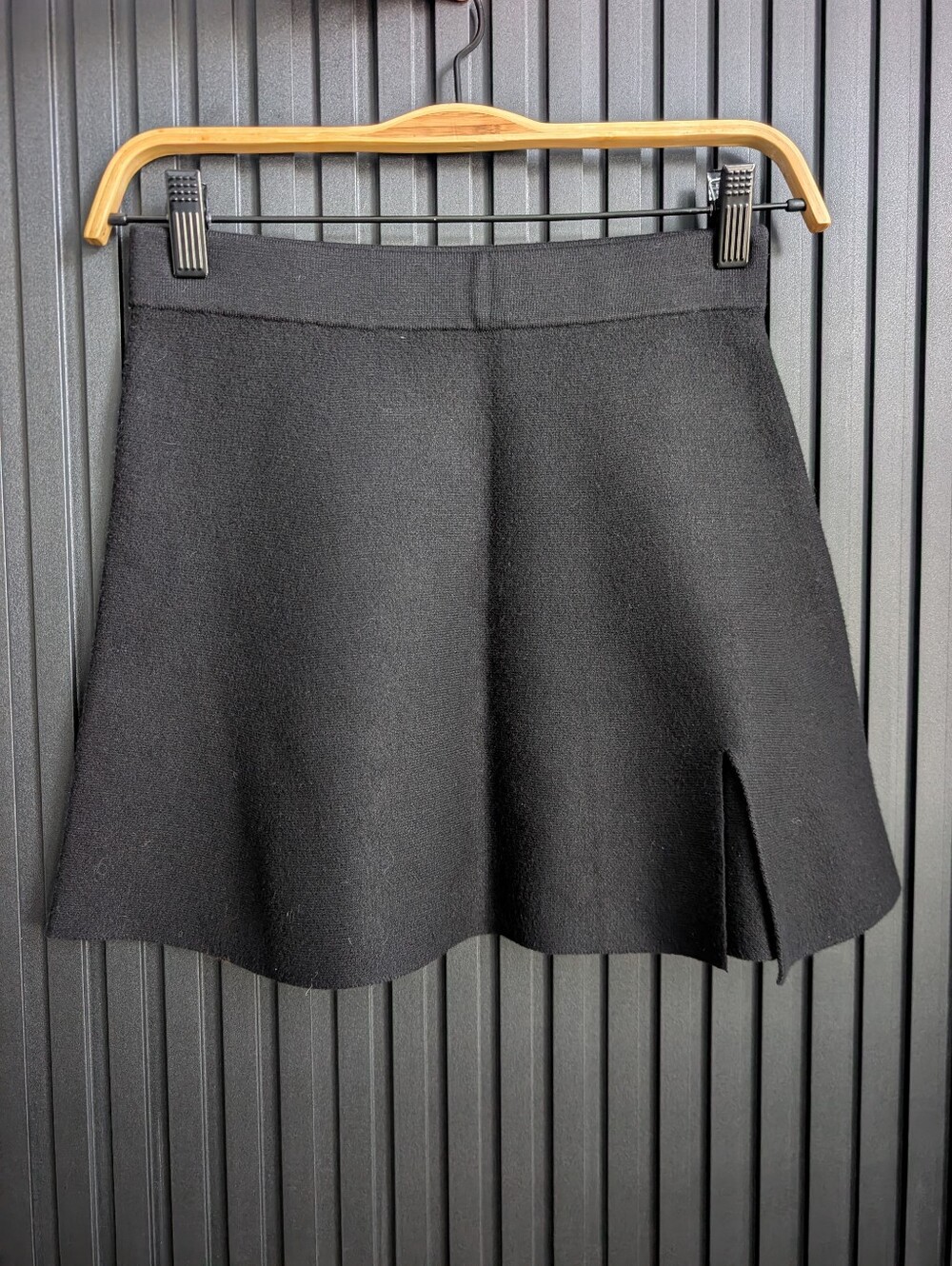 Mable Black Knit Mini Skirt with Slit | Size S